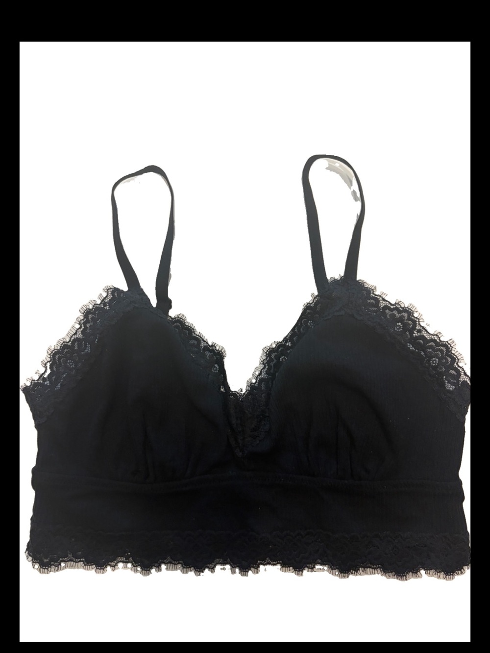 Aerie M Black Bra Bralette Top Short Black Straps